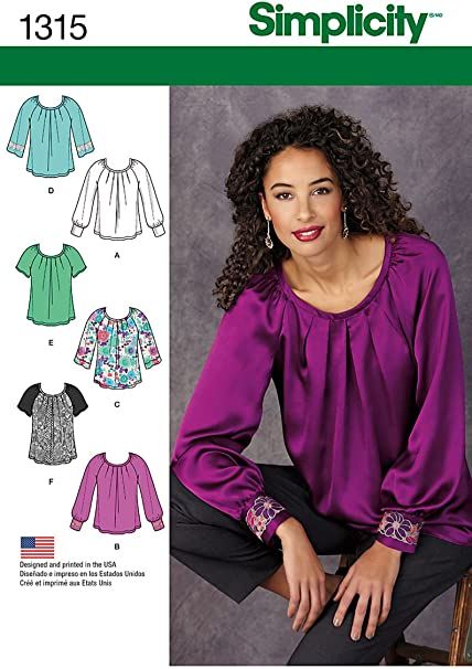 Peasant Blouses Pattern, Pola Blus, Sewing Tops, Sew Ins, Blouse Pattern Sewing, Top Sewing Pattern, Womens Sewing Patterns, Simplicity Sewing, Sweatshirt Outfit