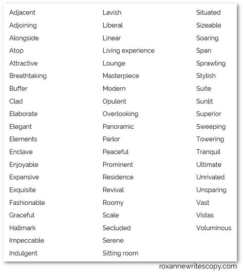 58 Words That Will Help You Write Better Real Estate Listing Descriptions – Freelance Real Estate Copywriter & Marketing Designer Property Description Words, Real Estate Descriptions, Real Estate Copywriting, Listing Marketing Plan, Real Estate Marketing Sellers, Listing Descriptions Real Estate, Real Estate Vocabulary Words, House Descriptions Writing, Real Estate Vocab