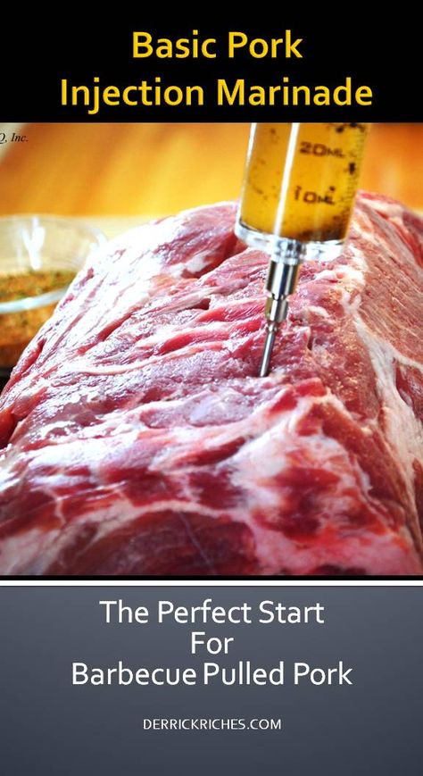 Pork Injection Marinade, Meat Injection Recipe, Smoked Pork Shoulder, Barbecue Pulled Pork, Pork Marinade, Barbeque Recipes, Smoked Pulled Pork, Pellet Grill Recipes, Smoked Meat Recipes