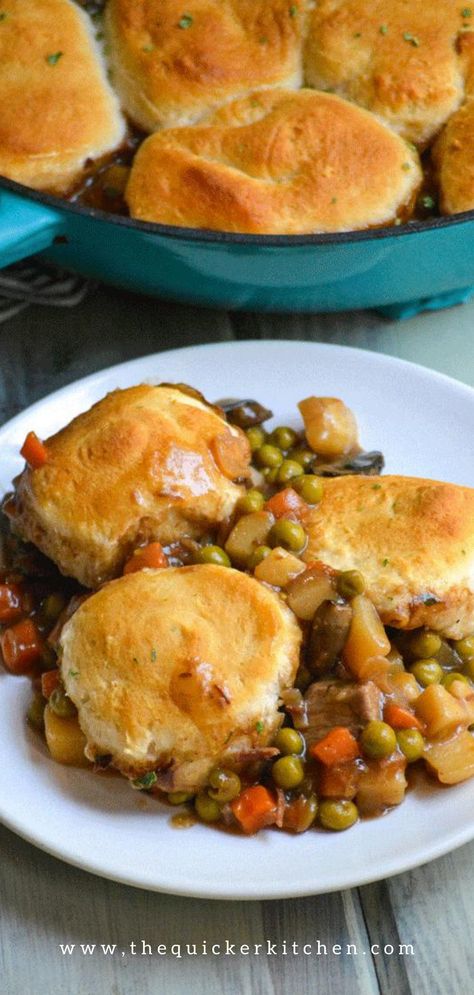 Beef Pot Pie Recipe With Biscuits, Beef Stew Topped With Biscuits, Beef Pot Pie With Biscuits On Top, Beef Pot Pie Recipe Easy Biscuits, Hamburger Pot Pie With Biscuits, Biscuit Beef Pot Pie, Stew With Biscuits On Top, Beef Casserole With Biscuits On Top, Homemade Beef Pot Pie Recipe