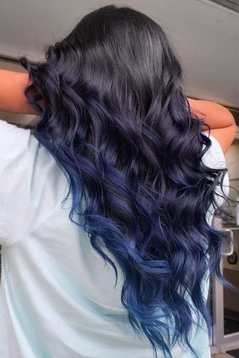 Brown And Blonde Ombre Hair, Brown And Blonde Ombre, Hair Balayage Ideas, Blue Tips Hair, Blue Brown Hair, Ombre Hair Ideas, Indigo Hair, Blonde Ombre Hair, Blue Hair Highlights