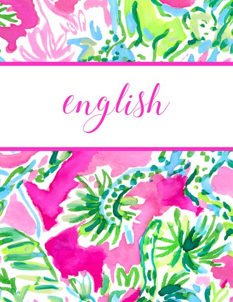 Preppy and classic style blogger Eva Phan of Eva Darling shares free printable Lilly Pulitzer binder covers for back to school cute school supplies college high school Razberry Catty Shack print download organization dividers jungle cat floral english subject Preppy School Subject Covers, English Binder Cover, Binder Cover Preppy, Preppy English Binder Cover, Subject Binder Covers Printable Free, Binder Cover, Cute Binder Covers Printables, College Organization Binder, Unique School Supplies