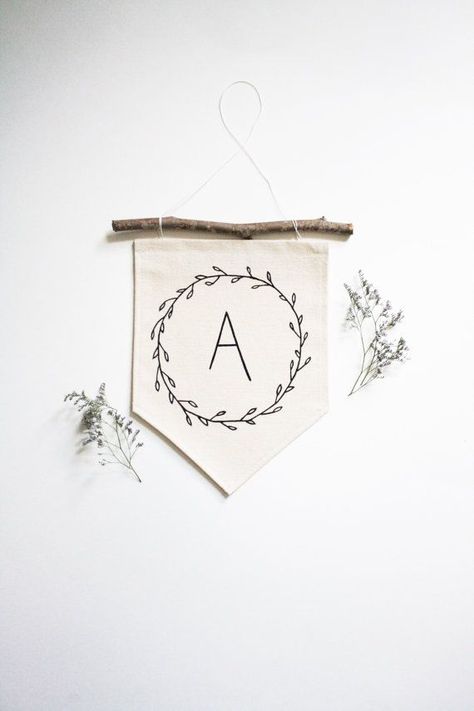 Cloth Banners, Canvas Banner, Wall Flag, Wall Banner, Fabric Banner, Fabric Flags, 자수 디자인, Creation Couture, Custom Initials