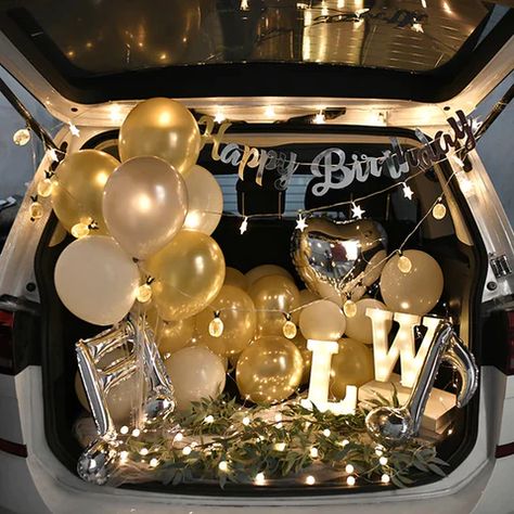 Car Boot Birthday Surprise Decoration | Car Trunk Decoration – jolevents Surprise Car Decorations, Car Suprise Ideas Gift, Car Trunk Birthday Surprise For Him, Trunk Birthday Surprise, Bday Decoration In Car, Car Surprise Ideas, Car Decoration For Birthday Surprise, Car Trunk Surprise Ideas, Happy Birthday Decoration Ideas