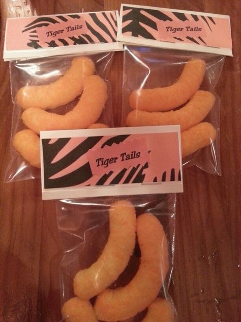 Tiger tails for zoo party favors Tiger Party Favors, Zoo Party Favors, Tiger Party, Jungle Theme Classroom, Zoo Birthday Party, Tiger Tails, Zoo Theme, Tiger Cubs, Wild Birthday Party