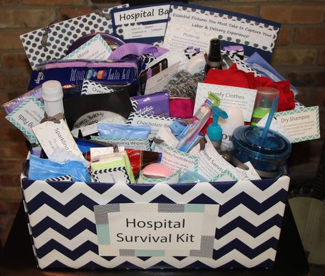 Hospital survival kit for a new Mom. Description from pinterest.com. I searched for this on bing.com/images Hospital Survival Kit, Mommy Survival Kit, Hospital Gifts, Baby Shower Gift Basket, Survival Kits, Baby Baskets, Shower Bebe, Baby Diy, Baby Shower Diy