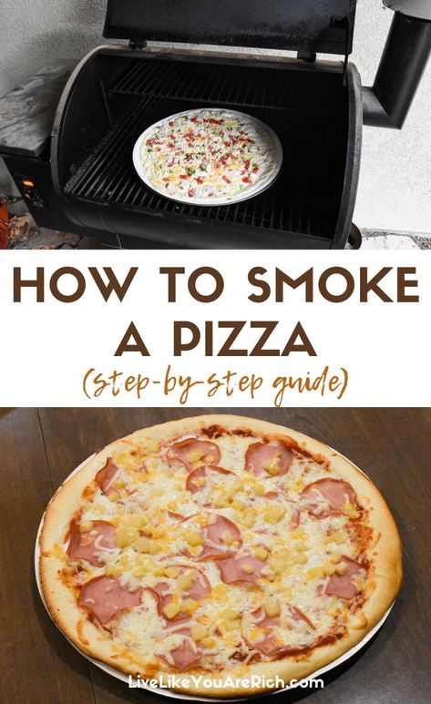 How to Smoke a Papa Murphy's Pizza - Live Like You Are Rich Pizza In The Smoker, Pizza In A Smoker, Pizza On Smoker Grill, Smoked Pizza On Traeger, Pizza In Smoker, Smoked Pizza Recipes, Traeger Pizza Recipes, Smoker Pizza Recipe, Pellet Smoker Pizza