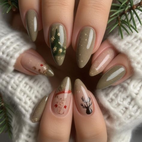 Embrace a cozy holiday look with Rustic Christmas Nails. This style features warm, earthy tones and charming Christmas designs, perfect for a rustic-themed manicure. Pair this with Deer Nails Designs for a cohesive holiday look. Rustic Christmas nails are perfect for those who love a cozy, traditional holiday style. Celebrate the season with these charming and festive nails. Nails With Deer Design, Christian Christmas Nails, Winter Solstice Nails, Christmas Nails Brown, Deer Nails, Festive Nails, Deer Design, Charming Christmas, Warm Christmas