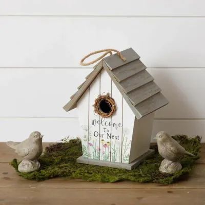 TRANSFORM YOUR SPACE | Shop Sales Events Antique Farmhouse Birdhouse Centerpiece, Farmhouse Birdhouses, Welcome To Our Nest, Medallion Wall Decor, Country Cottage Decor, Decorative Bird Houses, Wood Drawer, Beautiful Farmhouse, Metal Chandelier