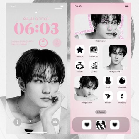 Jungwon Phone Layout, Best Theme For Android, Ipad Lockscreen, Phone Layouts, Widget Design, Phone Inspo, Kawaii Phone Case, Phone Ideas, Phone Layout