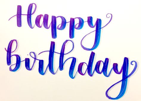 Happy Birthday hand lettering with Tombow brush pens. #calligraphy #tombow #moderncalligraphy #lettering #brushlettering #brushpen Birthday In Calligraphy, Brush Pen Birthday Card, Happy Birthday In Calligraphy, Happy Birthday Brush Pen, Happy Birthday In Calligraphy Writing, Brush Lettering Happy Birthday, Happy Birthday Calligraphy Hand Drawn, Brush Lettering Birthday Card, Happy Birthday In Cursive