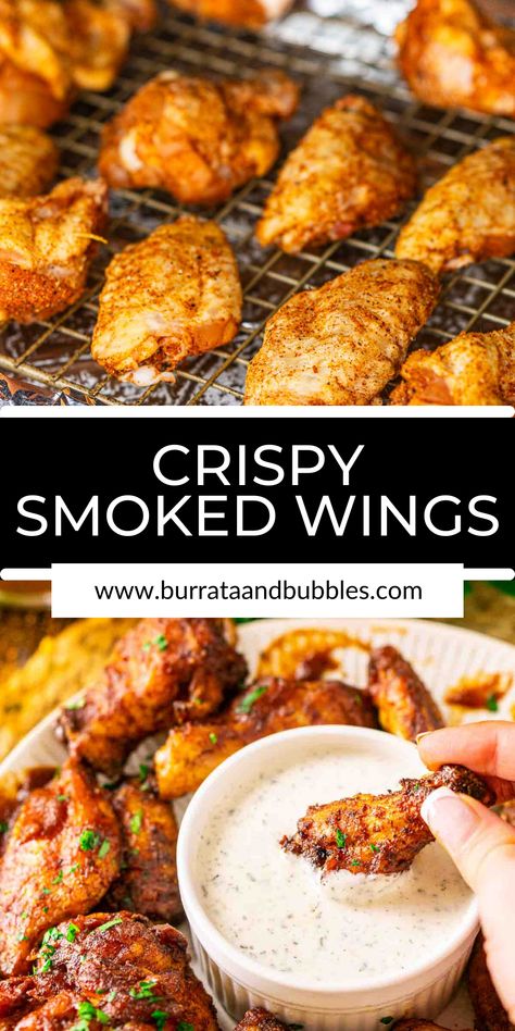 Smoked Chicken Recipes, Traeger Grill Recipes, Smoked Wings, Smoked Chicken Wings, Grilled Chicken Wings, Crispy Wings, Bbq Wings, Dark Brown Sugar, Pellet Grill Recipes