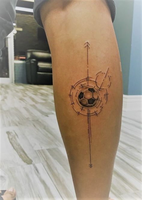 Tattoo Football, Calf Tattoos For Women, Soccer Tattoos, Football Tattoo, Sport Tattoos, Tatuagem Masculina Pequena, Tattoo Convention, Tattoo Designs For Girls, Calf Tattoo