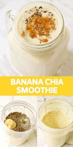 Banana And Chia Smoothie, Chia Seed Shake Recipes, Chia Protein Shake, Kachava Smoothie Recipes, Chia Smoothie Recipes, Chia Banana Boost Smoothie, Kachava Recipes, Banana Chia Smoothie, Yoghurt Smoothie