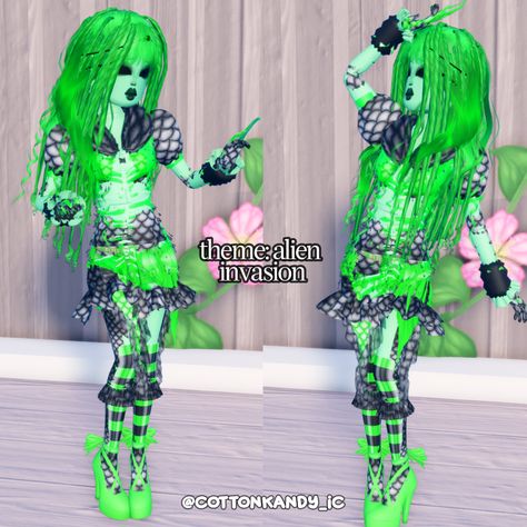 dress to impress theme alien invasion outfit inspo no vip Alien Dress To Impress, Alien Invasion Dress To Impress, Fairytale Dress To Impress, Greek Goddess Outfit, Tiana Costume, Goddess Outfit, Dti Hacks, Childhood Stories, Dti Ideas