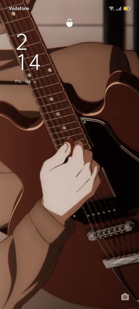 Guitar wallpaper Anime Guitar Wallpaper, Given Mafuyu, Wallpaper Guitar, Guitar Wallpaper, Cute Couple Dp, Anime Backgrounds Wallpapers, Brown Wallpaper, Locked Wallpaper, Bts Aesthetic Pictures