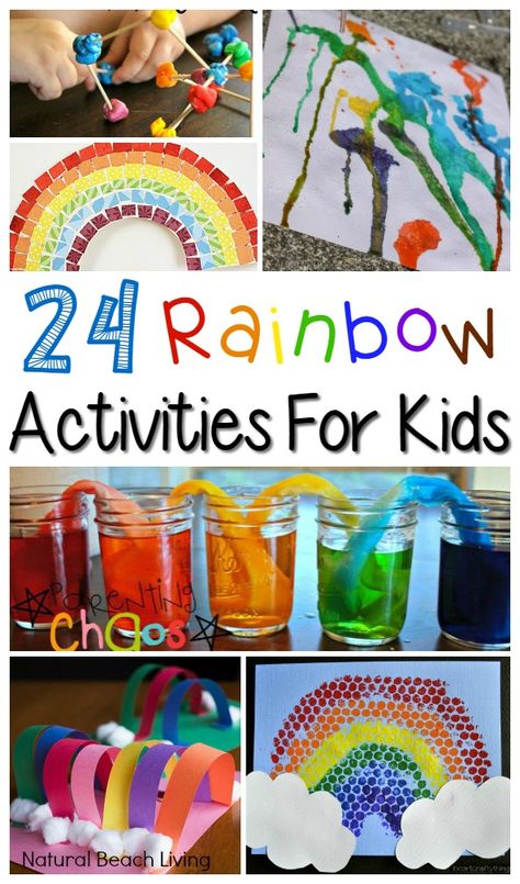 24+ Beautiful, Engaging, Fabulous Rainbow Activities for all ages: Toddlers, Preschoolers and even Older Kids! Science, Sensory, Art, STEM and so much more. Rainbow Activities For Kids, Rainbow Activities, Crafts And Activities For Kids, Kids At Home, Rainbow Painting, Rainbow Crafts, Rainbow Theme, Rainbow Art, Childrens Crafts