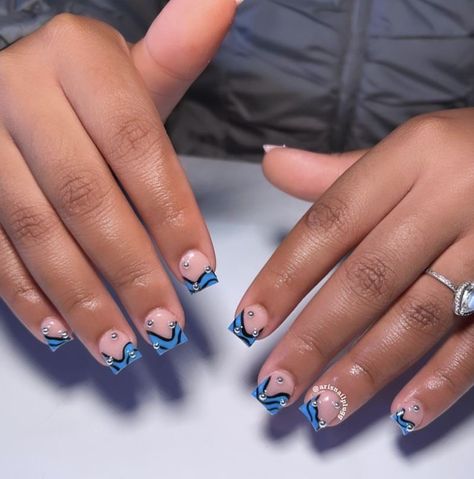 Shorties Nails Design, Shorties Nails Square Simple, Blue Short Acrylic Nails, Nails Board, Nail Aesthetic, Nail Board, Cute Short Nails, Acrylic Toe Nails, Hard Nails