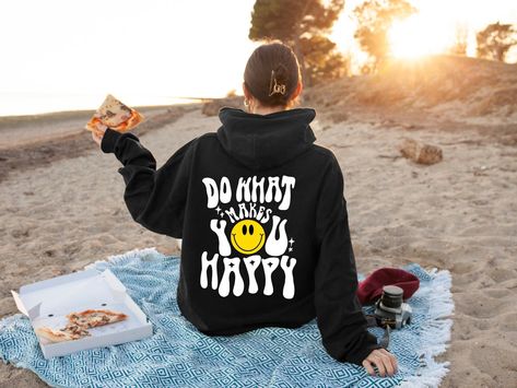 Cricut Clothes, Back Print Hoodie, Happy Sweatshirt, Graphic Hoodies Aesthetic, Cowboy Rodeo, Hoodie Aesthetic, Aesthetic Hoodie, Unisex Sweater, Clothing Design