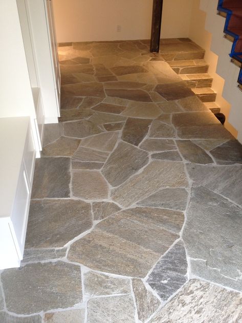 Patio/Floor — BLACKDOG STONE & LANDSCAPING | PARK CITY, UTAH | Flagstone Floor Bathroom, Rock Floor Bathroom, Stone Kitchen Floor, Flagstone Floor, Stone Floor Bathroom, Chic Backyard, Stone Entryway, Landscape Installation, Rock Tile