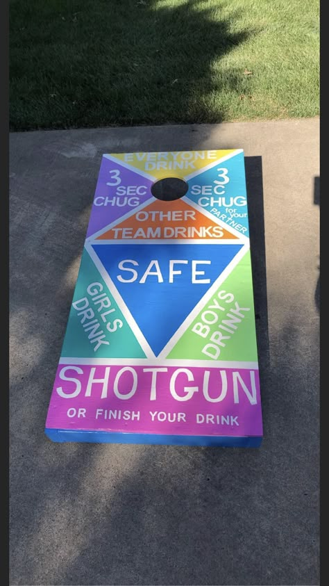 Cornhole Drinking Boards, Frat Party Decorations Ideas, Corn Hole Party Ideas, Cornhole Boards Designs Drinking Game, Summer Activities For Adults Ideas, Ring Of Fire Drinking Game, Frat Party Games, Outside Drinking Games, Lake Games For Adults