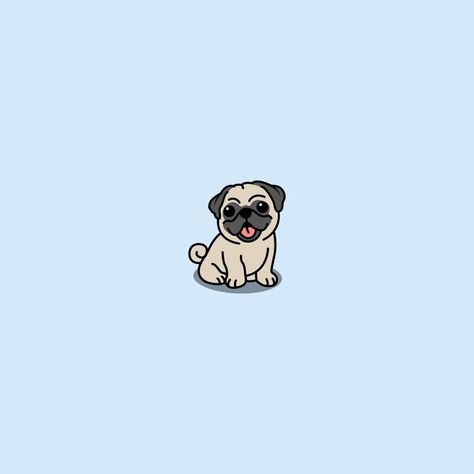 Pug Dog Illustration, Pug Cartoon Drawing, Pug Background, Cute Pug Wallpaper, Pug Dog Drawing, Fat Pug, Cute Pitbull Puppies, French Bulldog Cartoon, Paw Cartoon