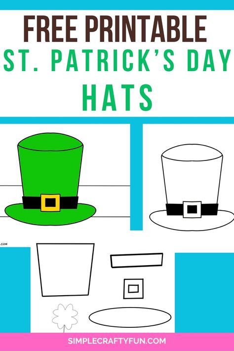 Free Printable St Patrick's Day Hats to wear Leprechaun Hat Template Free Printable, Diy St Patricks Day Hat, Leprechaun Hat Template, Leprechaun Hat Craft, St Patricks Theme, Hat Printable, Leprechaun Craft, St Patricks Day Hat, St. Patrick's Day Diy