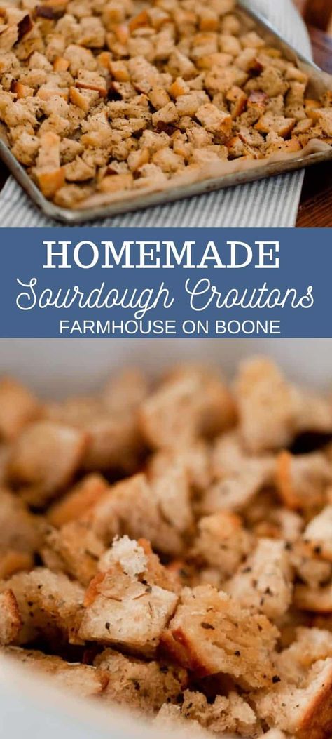 Sandwhich Bread, Sourdough Croutons, Homemade Tomato Soup Recipe, Crouton Recipes, Sourdough Starter Discard Recipe, Homemade Sourdough Bread, Homemade Sourdough, Sourdough Starter Recipe, Meatless Main Dishes