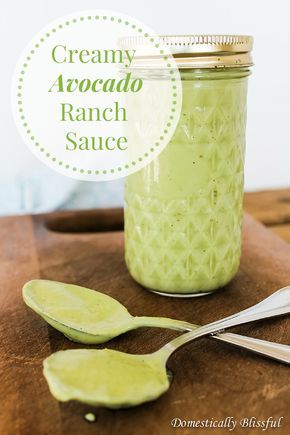 Creamy Ranch Avocado Sauce--don't forget that you can DIY the buttermilk in this recipe by mixing regular milk and a Tbl. of vinegar. Vegetarian Blt, Avocado Ranch Sauce, Domestically Blissful, Cranberry Chicken Salad, Ranch Sauce, Cranberry Chicken, Kitchen Staples, Avocado Ranch, Creamy Ranch