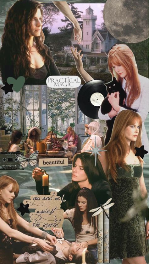 Practical Magic Collage, Practical Magic Movie Poster, Southern Vampire Aesthetic, Practical Magic Aesthetic Wallpaper, Practical Magic Wallpaper, Practical Magic Poster, Fall Movies Aesthetic, Practical Magic Aesthetic, The Craft Aesthetic