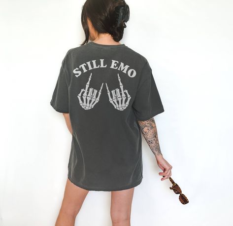 Comfy Grunge Outfits, Emo Metalhead, Emo Gifts, Emo Shirt, Elder Emo, Emo Shirts, Emo Clothing, Slogan Tshirt, Cricut Designs