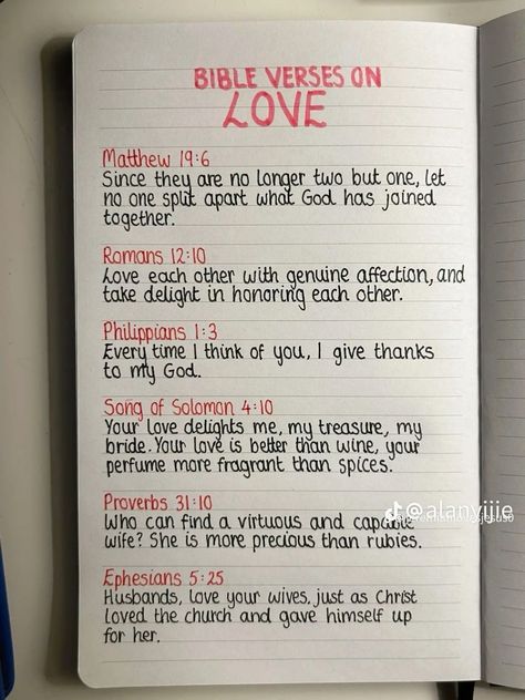 Short Bible Study Lessons, Bible Verse On Love, Bible Journaling Ideas Notebooks Writing, Christian Journal Ideas, Bible Journaling Ideas Notebooks, Love In The Bible, Nyc Study, List Of Bible Verses, Easy Bible Study