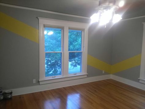 Lake House Kids Room, Striped Accent Walls, Painting Stripes On Walls, Boys Room Colors, Geometric Wall Paint, Bedroom Makeovers, Gray Walls, Striped Walls, Paint Stripes