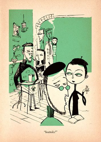 Beatniks Beatnik Art, 1950s Beatnik, Beatnik Style, House Cartoon, Beat Generation, Mid Century Illustration, Early 60s, Bd Comics, Photo Vintage