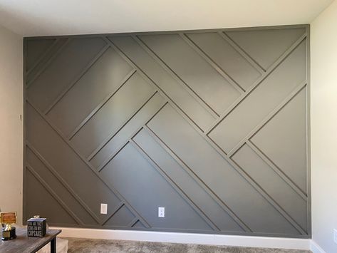 Geometric Wall Paneling, Trim Wall Design, Unique Wall Design, Trim Wall, Dining Room Accent Wall, Room Accent Wall, Accent Wall Designs, Wood Accent Wall, Accent Walls In Living Room