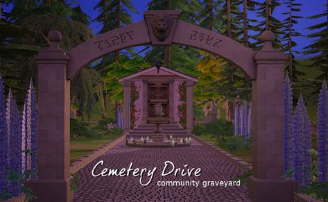 Happy Halloween! I was building a graveyard for my supernatural hood, and decided to make one that was a little more unique, and... – @pixelatedollhouse en Tumblr Sims 4 Gameplay, Sims 4 Houses, Cc Finds, Sims Mods, Sims 2, Architectural Elements, Graveyard, Getting Out, Cemetery