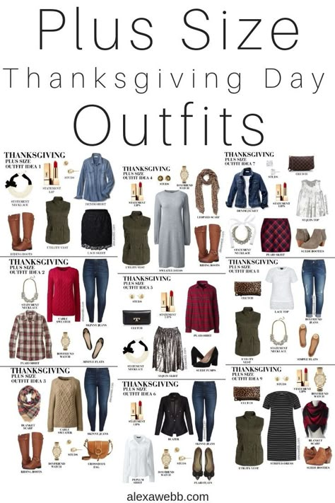 Plus Size Thanksgiving Day Outfit Ideas - Plus Size Fashion for Women - alexawebb.com #plussize #alexawebb Thanksgiving Day Outfits, Plus Size Herbst, Plus Zise, Thanksgiving Outfit Women, Fall Outfits For Women, Plus Size Fall Outfit, Plus Size Fall Fashion, Thanksgiving Outfits, Look Plus Size