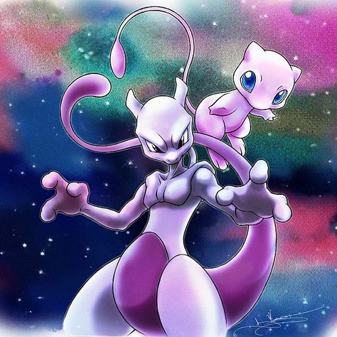 Artist: Itsbirdy | Pokémon | Mew | Mewtwo Pokemon Mewtwo, Mew And Mewtwo, Pokemon Mew, Pokemon Tattoo, Pokemon Comics, Pokemon Drawings, My Pokemon, Cool Pokemon, Pokemon Characters