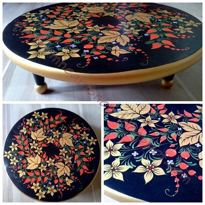 diameter 40cm wooden table 100$, painted by the artist acrylic and varnish Painted Table Top, Painted Table Tops, Top Illustration, Garden Dining, Paint Acrylic, Decoupage Art, House Diy, Painted Table, Wooden Table