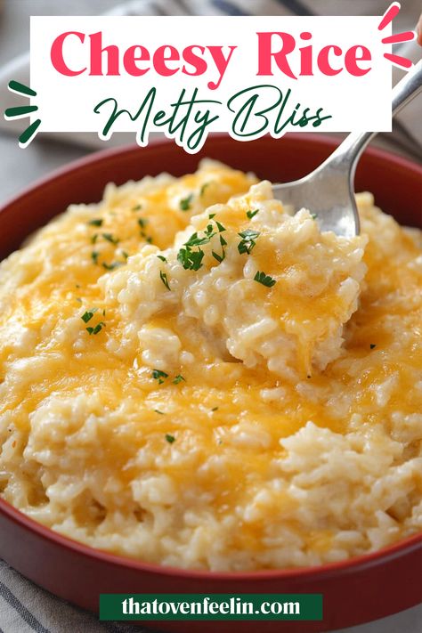 Delight in the simple, hearty flavors of Cheesy Rice, a perfect blend of steamed rice, sour cream, cheddar cheese, and a hint of cayenne pepper. This creamy, cheesy side dish is quick to prepare and sure to please. Easy Cheesy Rice Recipes, Saucy Rice Dishes, Cheddar Rice Recipe, Healthy Cheesy Rice, Cheesy Basmati Rice, Rice With Cheese Recipes, Cheesy Brown Rice Recipes, Easy Cheesy Rice Side Dishes, Easy Recipes With White Rice