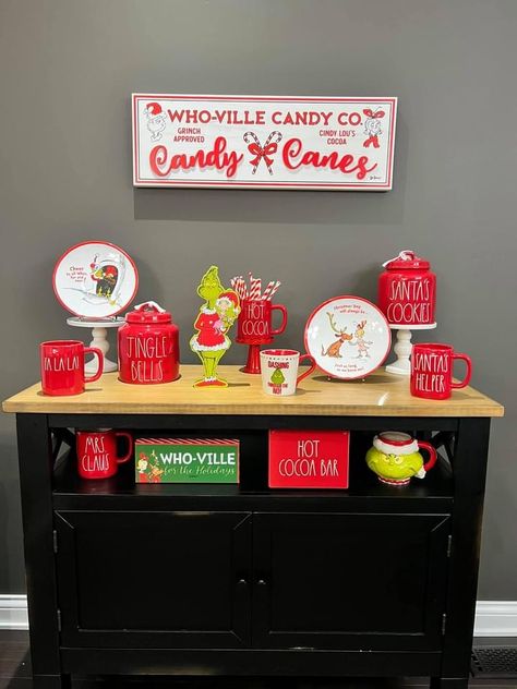 Grinch Cocoa Bar, Grinch Coffee Bar, Grinchmas Ideas, Grinchmas Decor, Grinch Coffee, Coco Bar, Grinch Decor, Grinch Party, Grinch Christmas Decorations