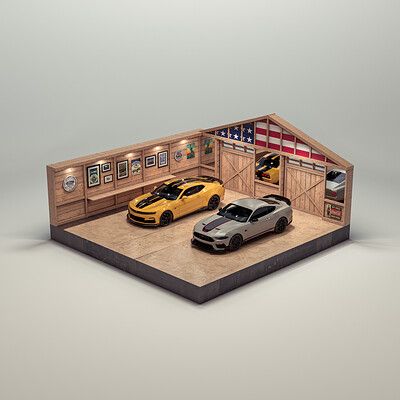 ArtStation - German Legends Diorama Diorama Garage 1/64, Model Car Display Ideas, Hot Wheels Storage Display, Hot Wheels Diy, Diecast Cars Display, Hot Wheels Storage, Toy Car Garage, Diorama 1:64, Old Vs New