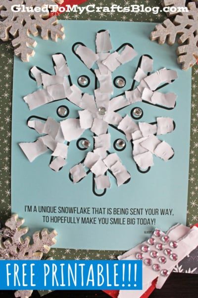 Torn Paper Snowflake Craft Idea For Winter - Glued To My Crafts Torn Paper Snowflake, Snow Flake Crafts For Preschool, Snowflake Crafts For Preschoolers, Toddler Snowflake Craft, Preschool Snow Craft, Paper Snowflake Craft, Snowflake Craft For Kids, January Craft, Winter Crafts For Toddlers