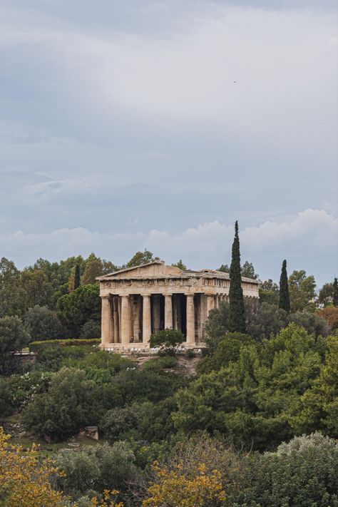 Temple of Hephaestus, located on top of the Agoraios Kolonos hill in Athens, Greece Thief Aesthetic, Temple Of Hephaestus, Mountain Temple, Athens Greece, Ancient Greece, Athens, Travel Destinations, Greece, Temple