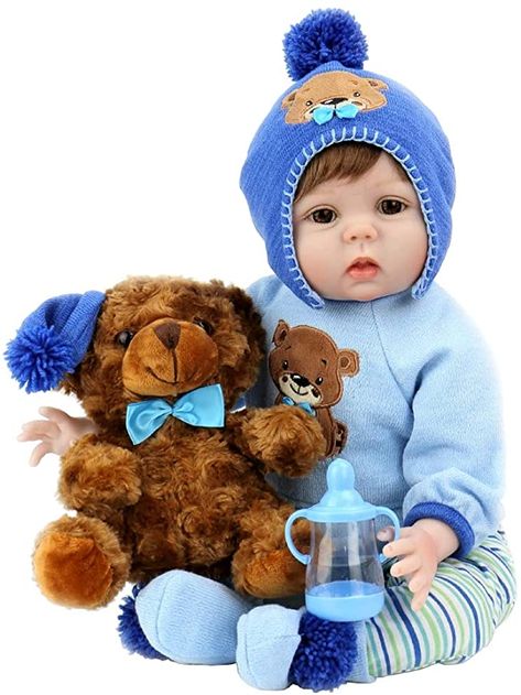 AmazonSmile: Aori Realistic Baby Doll Lifelike Reborn Baby Boy Doll 22 Inch with Plush Teddy Accessories: Toys & Games Boy Baby Doll, Reborn Baby Boy Dolls, Reborn Baby Boy, Realistic Baby Dolls, Lifelike Dolls, Reborn Baby Girl, Teddy Toys, Newborn Baby Dolls, Baby Doll Accessories