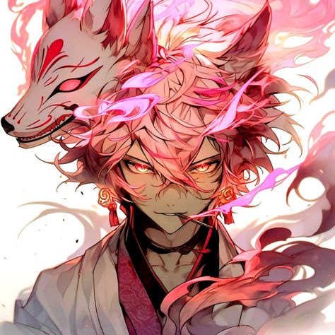 Male Kitsune Art, Kitsune Mask, Masks Art, Animated Drawings, Guy Drawing, Cool Anime Pictures, Dragon Art, Male Art, Character Creation