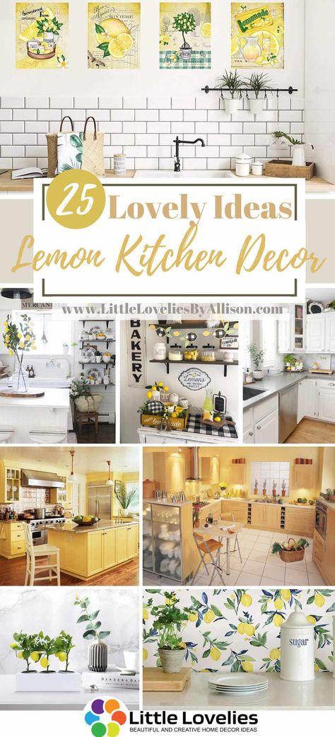 25 Lemon Kitchen Decor Ideas – Lemon Theme Kitchen Images Lemon Theme Kitchen, Lemon Kitchen Decor Ideas, Citrus Kitchen Decor, Kitchen Decorations Ideas, Citrus Kitchen, Spring Kitchen Decor, Lemon Theme, Lemon Kitchen Decor, Sunflower Kitchen Decor