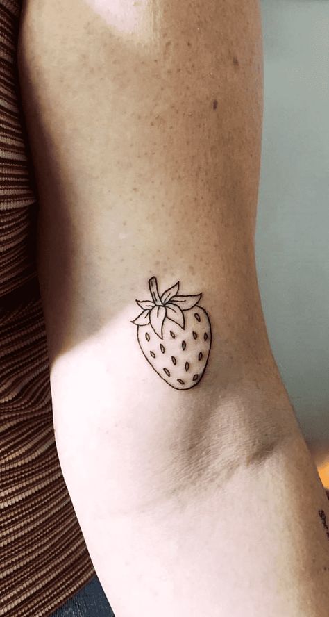 Straw Berry Tattoo, Cartoon Strawberry Tattoo, Strawberry Flash Tattoo, Strawberry Tattoo Outline, Tattoo Ideas Strawberry, Strawberry Tattoo Simple, Strawberry Tattoo Black And White, Strawberry Tattoo Design, Strawberry Tattoo Minimalist