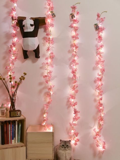 Free Returns ✓ Free Shipping On Orders $49+ ✓. 1pc Artificial Flower Vine String Light With 20pcs Bulb- Decoration Lightings at SHEIN. Yard String Lights, Mothers Day Decor, Wedding Wall Decorations, Sakura Flower, Novelty Lighting, Christmas Bedroom, Cute Bedroom Decor, Room Makeover Bedroom, Pink Room