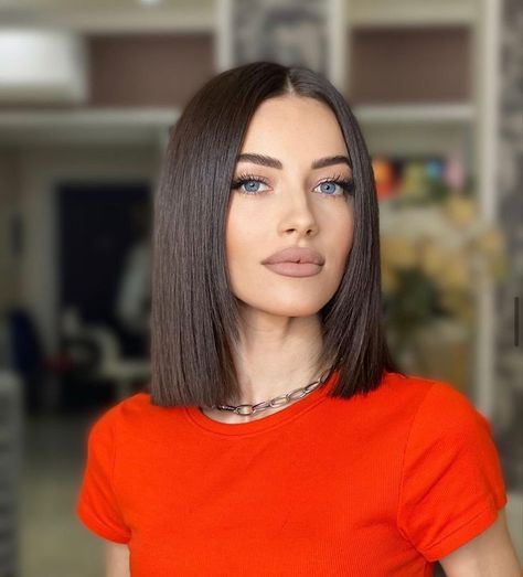 Shoulder Length Hair Styles Straight, Hair Color Ideas Short Bob, Mikado Haircut, Brown Hair Long Bob, Brown Hair Short Bob, Haircuts With Straight Hair, Hair Color Ideas Short Hair, Brown Shoulder Length Hair, Bob Lung